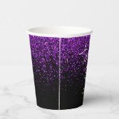 Sparkling Paarse Glitter Zwart Any Age Verjaardag Papieren Bekers (Rechts)