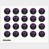 Sparkling Paarse Glitter Zwart Any Age Verjaardag Ronde Sticker (Vel)