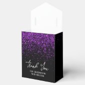 Sparkling Paarse Glitter Zwart Verjaardag Bedankt Bedankdoosjes (Geopend)