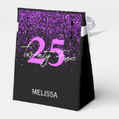 Sparkling Paarse Glitter Zwart Verjaardag Bedankt Bedankdoosjes (Achterkant)