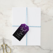 Sparkling Paarse Glitter Zwart Verjaardag Bedankt Cadeaulabel (Met Touw)