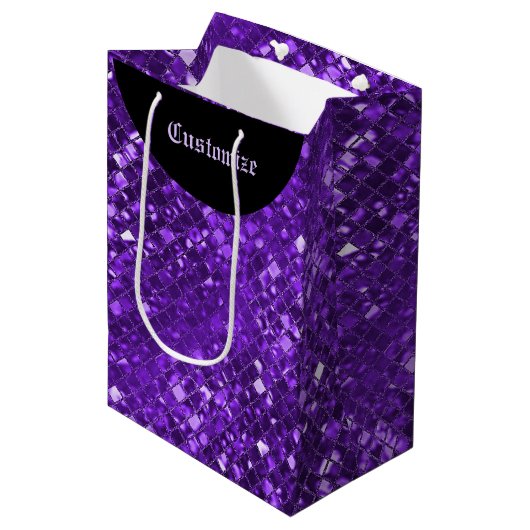 Sparkling Paarse Mozaïek Patroon Gift Bag Medium Cadeauzakje (Voorkant Gekanteld)