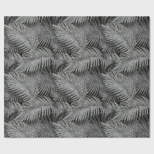 Sparkling Palm Leaves Pattern Silver ID831 Cadeaupapier (Vlak)