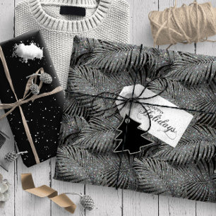 Sparkling Palm Leaves Pattern Silver ID831 Cadeaupapier