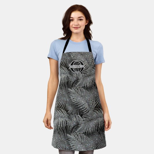 Sparkling Palm Leaves Pattern Silver ID831 Schort (Gedragen)