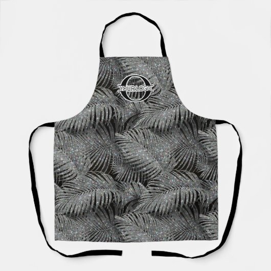 Sparkling Palm Leaves Pattern Silver ID831 Schort (Voorkant)