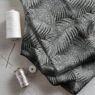 Sparkling Palm Leaves Pattern Silver ID831 Stof