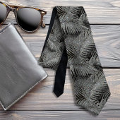 Sparkling Palm Leaves Pattern Silver ID831 Stropdas