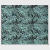 Sparkling Palm Leaves Pattern Teal ID831 Cadeaupapier (Vlak)