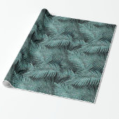Sparkling Palm Leaves Pattern Teal ID831 Cadeaupapier (Uitgerold)