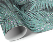Sparkling Palm Leaves Pattern Teal ID831 Cadeaupapier (Rol Hoek)