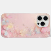 Sparkling Pastel Blauw met Roze Vlinder iPhone C Case-Mate iPhone Case (Achterkant (horizontaal))