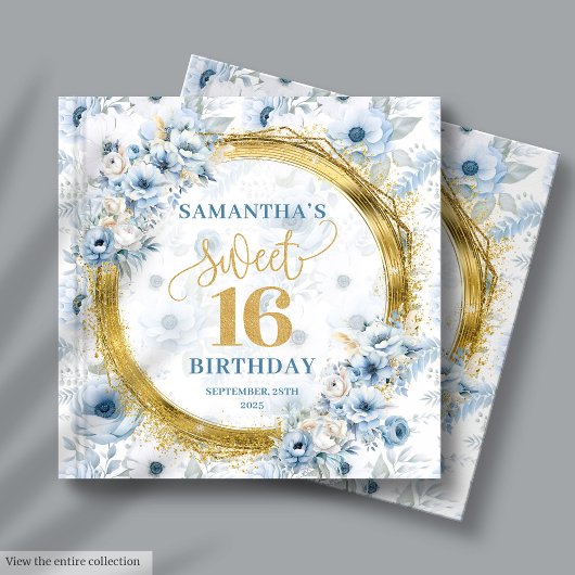 Sparkling Pastel Blue Sweet 16 Guest Sign In Boek