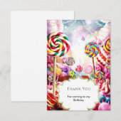 Sparkling Pastel Candyland Verjaardag Bedankkaart (Voorkant / Achterkant)