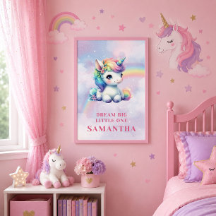 Sparkling Pastel Eenhoorn Magische Dag Meisje Verj Poster
