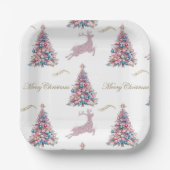 Sparkling Pastel Reindeer Christmas Paper Plates Papieren Bordje (Voorkant)
