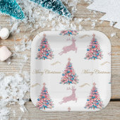 Sparkling Pastel Reindeer Christmas Paper Plates Papieren Bordje