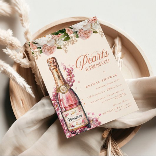 Sparkling Pearls and Prosecco Bridal Shower Kaart