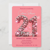 Sparkling Pink and Silver Gemstones 21st Birthday Kaart (Voorkant)