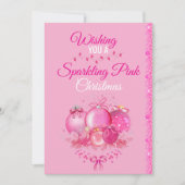 Sparkling Pink Christmas Card Feestdagenkaart (Voorkant)
