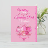 Sparkling Pink Christmas Card Feestdagenkaart (Staand voorkant)