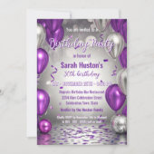 Sparkling Purple and Silver 30th Birthday Party Kaart (Voorkant)