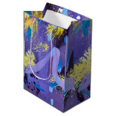 Sparkling Purple and Yellow Abstract Art Gift Bag Medium Cadeauzakje (Voorkant Gekanteld)