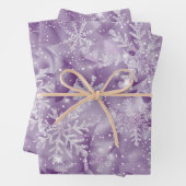 Sparkling Purple Snowflake Pattern Inpakpapier Vel (In situ)