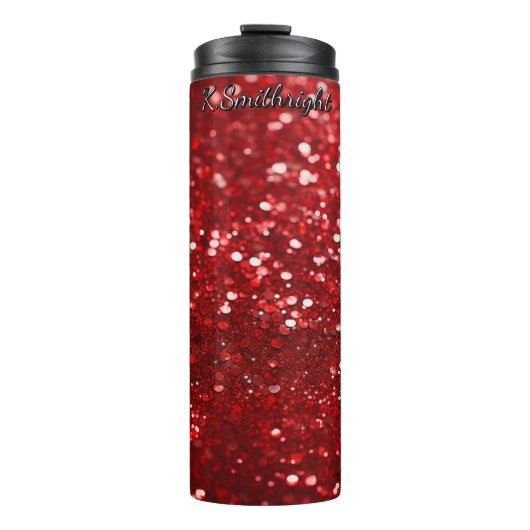 Sparkling Red Christmas Glitter Thermosbeker (Voorkant)