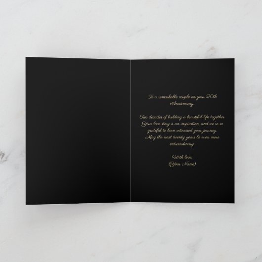 Sparkling Red Roses Gold 20ste bruiloft Jubileum Kaart (Binnen)