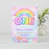 Sparkling Regenboog 1e Verjaardagsfeestje Kaart (Staand voorkant)