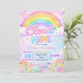 Sparkling Regenboog Cloud Nine Verjaardagsfeestje Kaart (Staand voorkant)