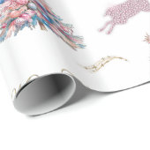 Sparkling Rendier Pastel Roze Kerstmis Cadeaupapier (Rol Hoek)