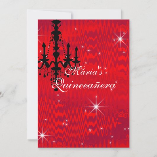 Sparkling Rood met Kroonluchter en Sterren Quincea Kaart (Voorkant)