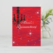 Sparkling Rood met Kroonluchter en Sterren Quincea Kaart (Staand voorkant)