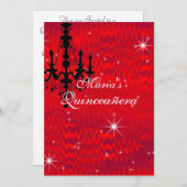 Sparkling Rood met Kroonluchter en Sterren Quincea Kaart (Voorkant / Achterkant)