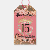 Sparkling Roos Gold Quinceañera Princess Spaans Cadeaulabel (Achterkant)