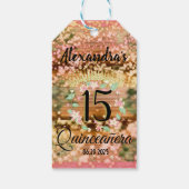 Sparkling Roos Gold Quinceañera Princess Spaans Cadeaulabel (Achterkant)