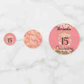 Sparkling Roos Gold Quinceañera Princess Spaans Confetti (Achterkanten)