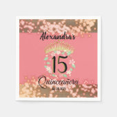 Sparkling Roos Gold Quinceañera Princess Spaans Servet (Voorkant)