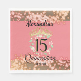 Sparkling Roos Gold Quinceañera Princess Spaans Servet