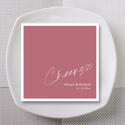 Sparkling Roos Gold! Witte Proost & Hartbruiloft Servet