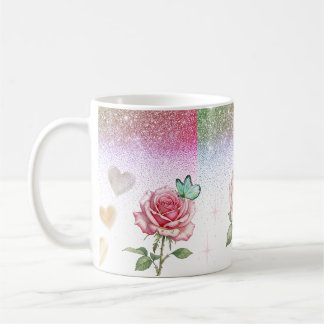 Sparkling Rose and Butterfly Coffee Mug Koffiemok