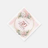 Sparkling Rose Gold Blush Flowers 50th Birthday Servet (Hoek)