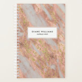 Sparkling Roze Marmer Abstract met Naam Planner (Voorkant)
