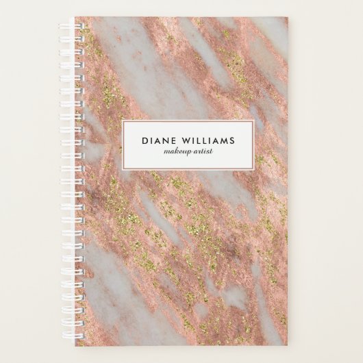 Sparkling Roze Marmer Abstract met Naam Planner (Voorkant)