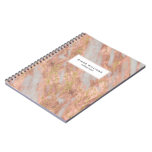 Sparkling Roze Marmer Abstract Patroon met Naam Notitieboek (Linkerzijde)