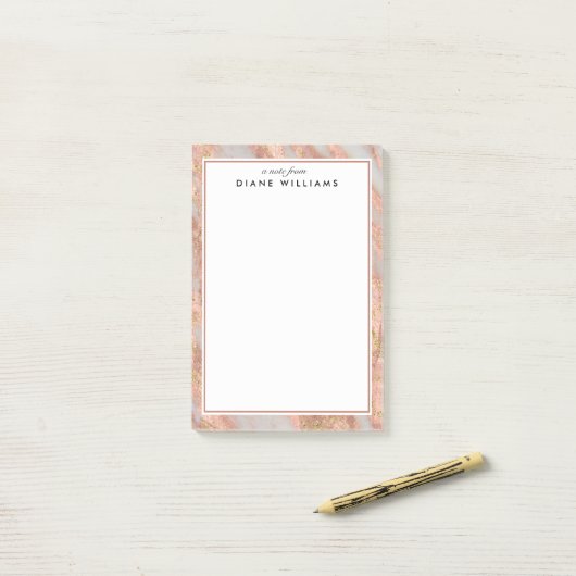 Sparkling Roze Marmer Abstract Patroon Post-it® Notes (Op bureau)