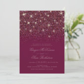Sparkling Ruby Glitter Huwelijksuitnodigingen Kaart (Staand voorkant)