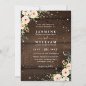 Sparkling Rustic Floral Country QR Code Wedding Kaart (Voorkant)